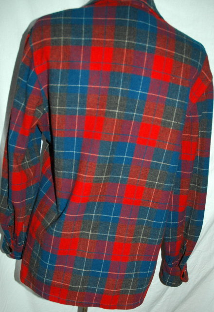 49er Wool Plaid Shirt Jacket, Blazer in Excellent condition by Viola Adams Blue RED