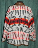 Navajo Design Wool Coat, Leather Trim, vintage