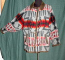 Navajo Design Wool Coat, Leather Trim, vintage