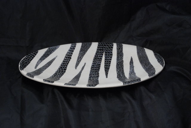 2 Oval Soapstone Plates, hand carved & dyed African Art PRICE REDUCTION!