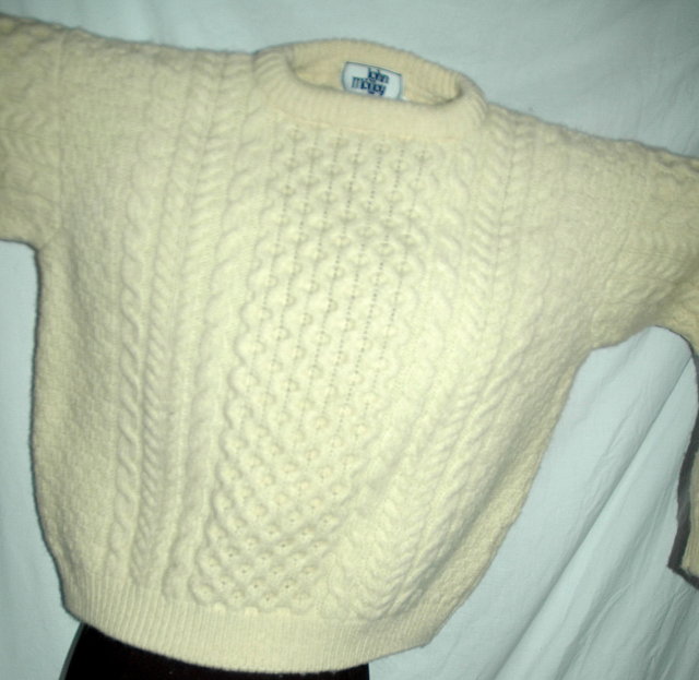 John Molloy of Donegal Ireland Hand Knit Irish Fisherman Sweater size Med.