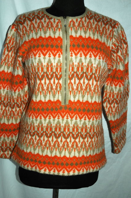 Iceland Wool Sweater Hand Made in Sweden by Jersey Modeller Orange size 42