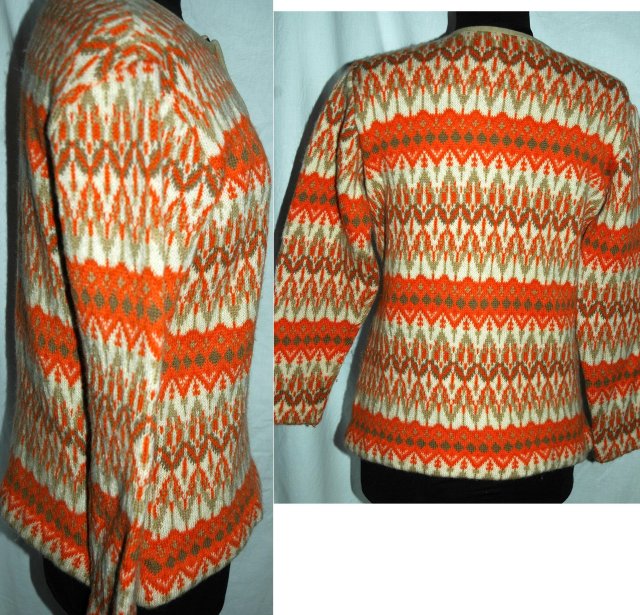 Iceland Wool Sweater Hand Made in Sweden by Jersey Modeller Orange size 42