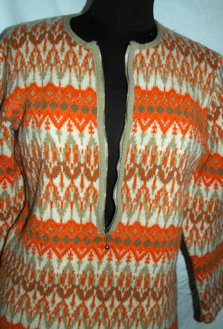 Iceland Wool Sweater Hand Made in Sweden by Jersey Modeller Orange size 42