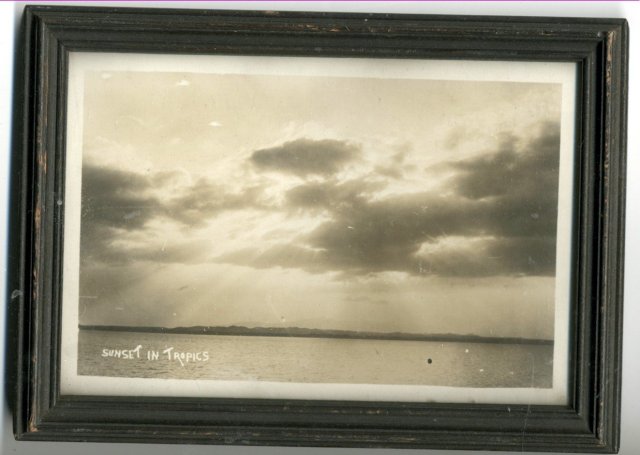 Black White Sepia Tone Sunset in Tropics Photo in Frame