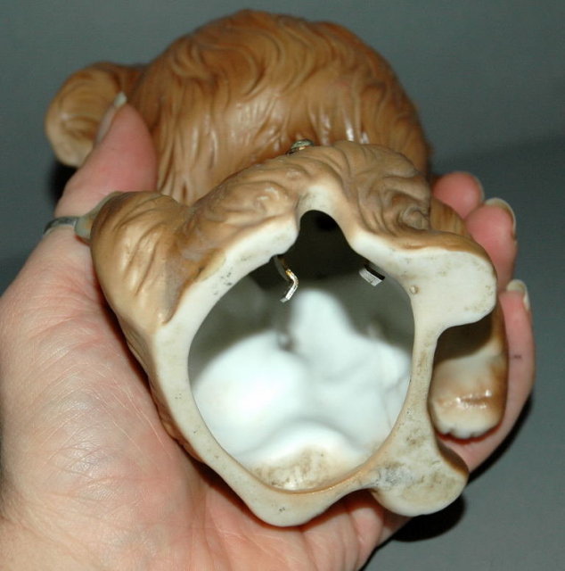 Bisque Puppy Dog Night Light, ceramic with glass eyes