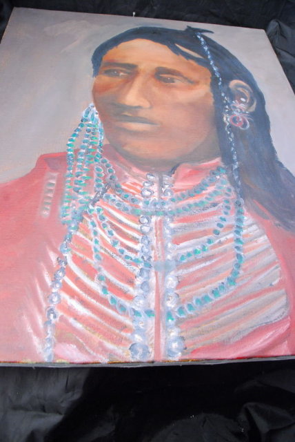 Native American Brave Oil Painting on Canvas