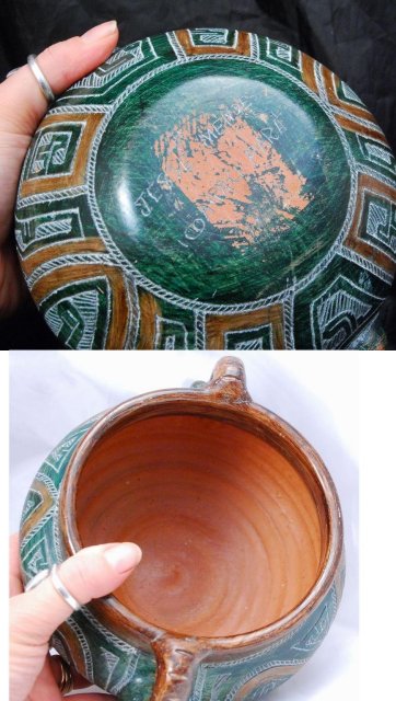 Native American Pottery jardiniere bowl, signed on the bottom Jesse Mendes,