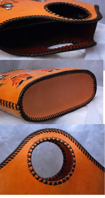 Kachina Purse , Tote Hand Bag, Hand Tooled, Painted Leather , excellent