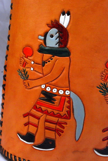 Kachina Purse , Tote Hand Bag, Hand Tooled, Painted Leather , excellent