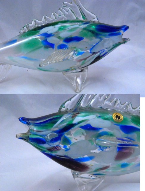 Art Glass Fish 24% Pbo Lead Crystal