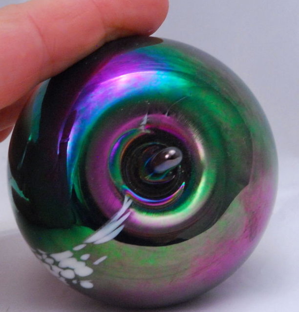 Iridescent Glass Apple Paperweight (solid glass)