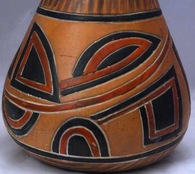 Hand Made Mexican Gourd Pottery Vase PRICE REDUCTION!