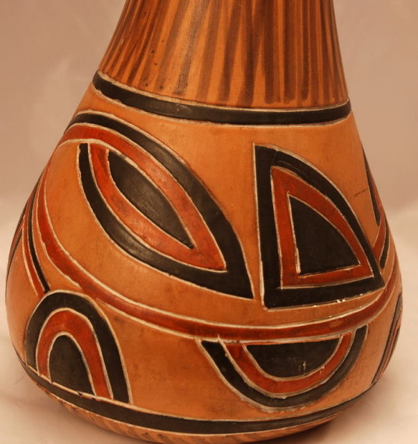 Hand Made Mexican Gourd Pottery Vase PRICE REDUCTION!