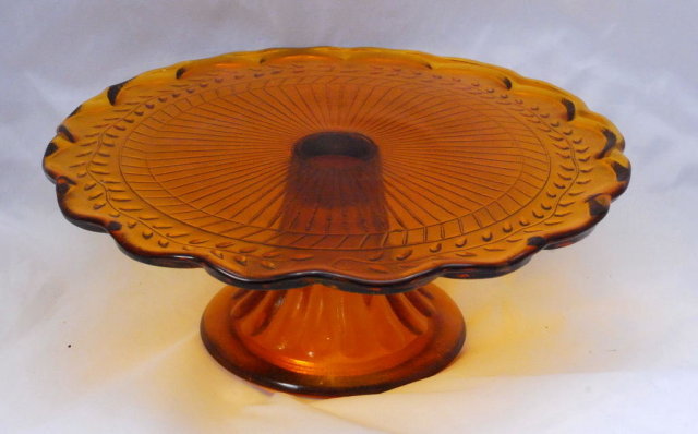 Cognac Amber Pedestal Cake Plate