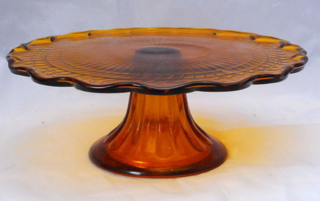 Cognac Amber Pedestal Cake Plate