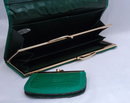 Vintage Green Pressed Leather Pocket Book Wallet , with matching coin purse Made in Japan
