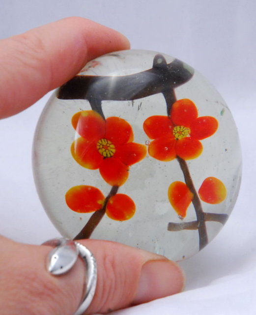 Flower in glass paperweight.