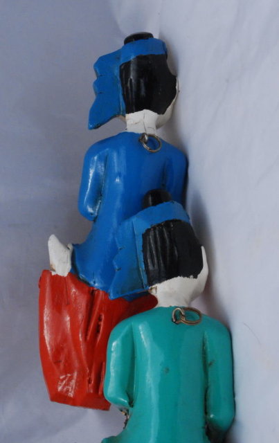 Old Asian Folk Art Wall Plaques of Painted Wood