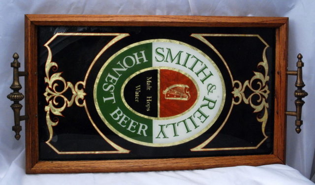 Smith & Reilly Honest Beer Tray, Glass & Wood..RARE **PRICE REDUCED**!!
