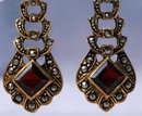 Sterling Vermeil Garnet Earrings with Marcasites