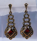 Sterling Vermeil Garnet Earrings with Marcasites