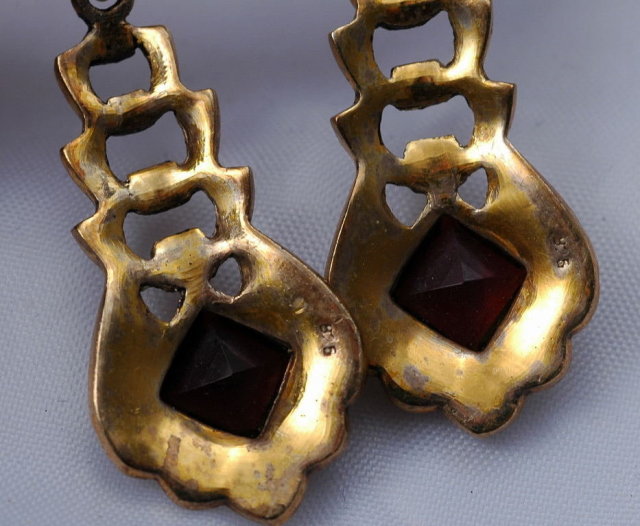 Sterling Vermeil Garnet Earrings with Marcasites