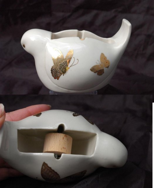 Porcelain Bird Tape Dispenser, Takahasi, Made in Japan