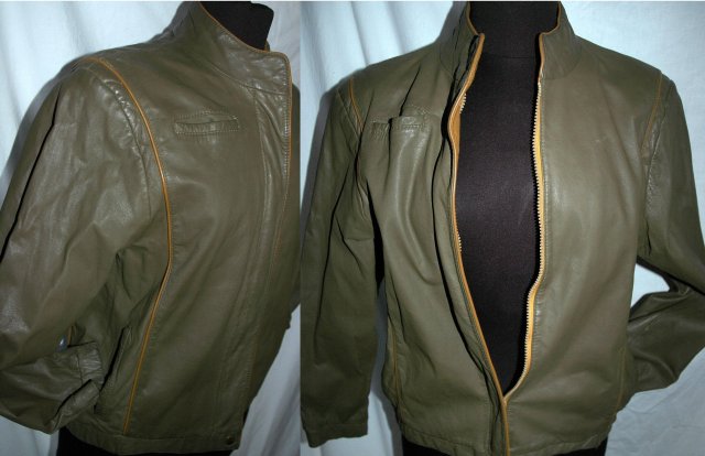 Short Waist Bomber Style Leather Jacket Size Zipper Front size 10,