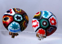 Vintage Italian Millefiori Glass Clip On Earrings