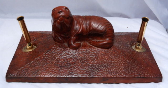 Walrus Sculpture Desk Set Pen Holder, Heavy Pottery from Thorn Canada