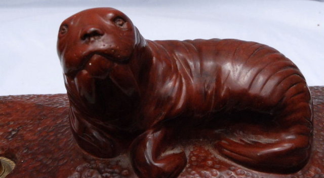 Walrus Sculpture Desk Set Pen Holder, Heavy Pottery from Thorn Canada
