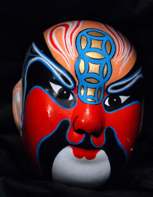 Small Japanese Painted Ceramic Pottery Opera Mask