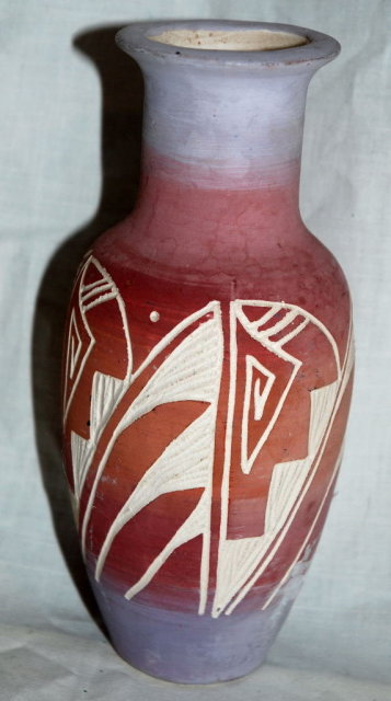 Hand made, carved Signed Navajo Pottery Vase - contemporary