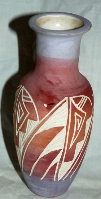 Hand made, carved Signed Navajo Pottery Vase - contemporary