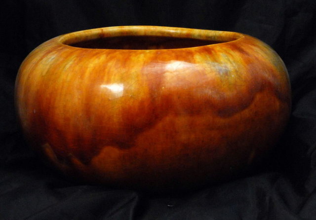 Old Drip Glaze Pottery Bowl Mid-Century Modern