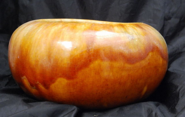 Old Drip Glaze Pottery Bowl Mid-Century Modern
