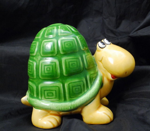 Whimsical Ceramic Turtle Bank Papel of California , made in Japan