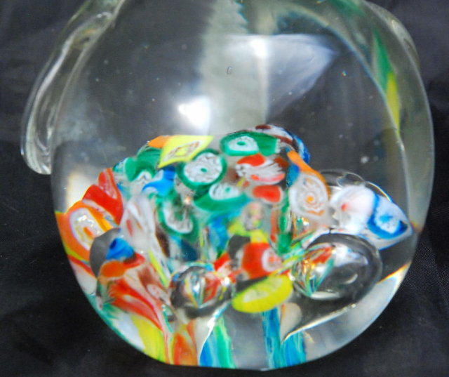 Millefiori Glass Elephant Paperweight , Murano
