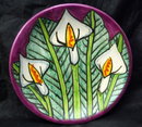Talavera Calla Lily Mexican Pottery, Hand Painted & Signed T. Ruth of Mexico
