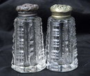 Antique Cut Crystal Salt & Pepper Shakers with silver lids