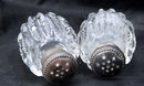 Antique Victorian Brilliant Cut Crystal Salt & Pepper Shakers /Sterling Tops