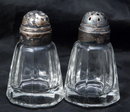 Paneled Crystal Salt & Pepper Shakers with Silver Dome Lids