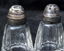 Paneled Crystal Salt & Pepper Shakers with Silver Dome Lids