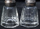 Paneled Crystal Salt & Pepper Shakers with Silver Dome Lids
