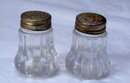 Minature Crystal Salt & Pepper Shakers with Silver Lids