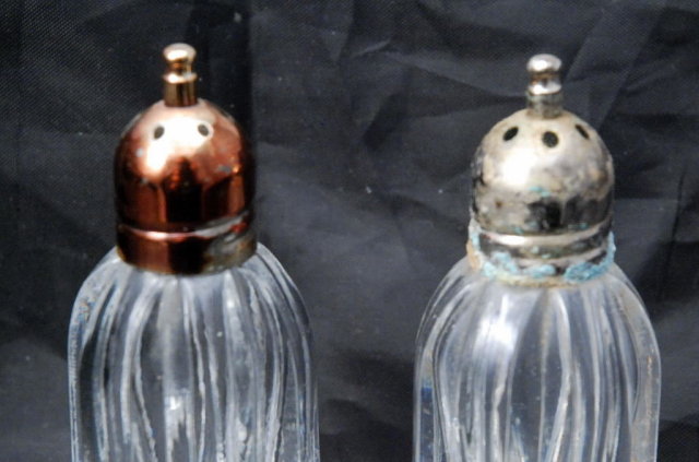 F B Rogers Crystal Salt & Pepper Shakers