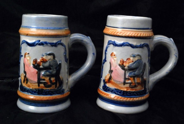 Hand painted matching Beer Steins, mugs Occupied Japan