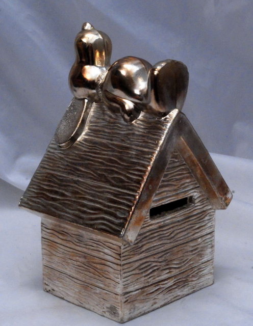 Vintage Silver Snoopy Bank from Peanuts