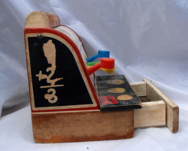 Old Wooden Toy Cash Register,# 972 Fisher Price